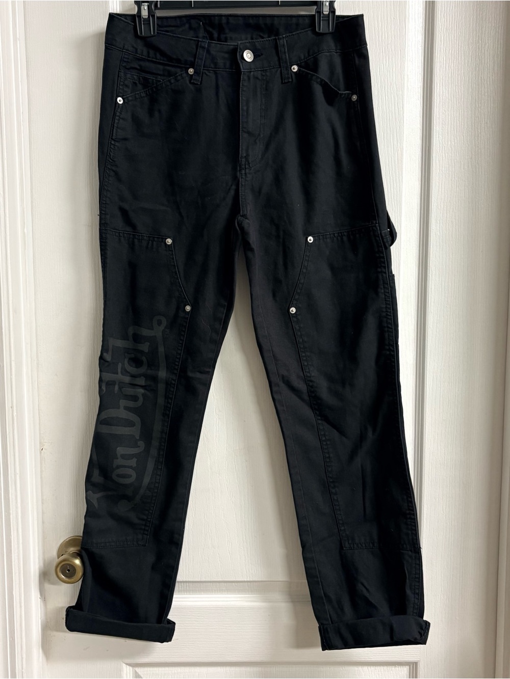 Von Dutch Black Cargo Pants with Subtle Logo